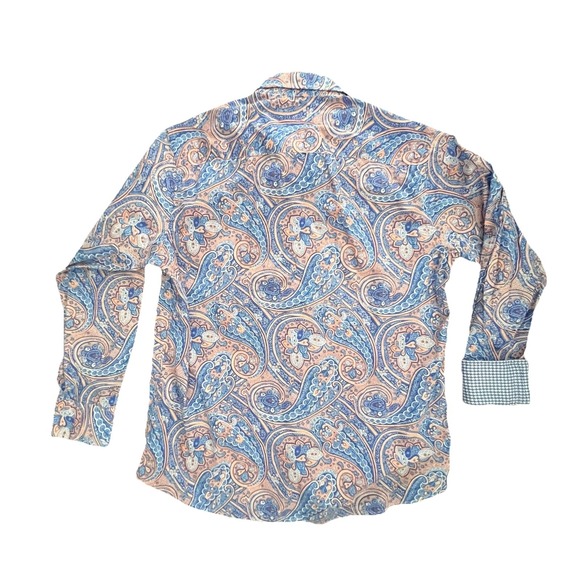 Tallia Flip Cuff L Mens Button Up Shirt  Pink Paisley Cotton All Over Print Prep - Picture 3 of 10